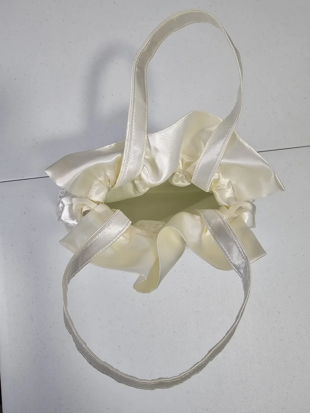 Enchanted Bride Satin Bridal Purse Wedding Money Bag White Satin Pearl Lace